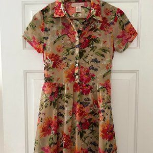 Anthropologie Floral Sheer Summer Dress